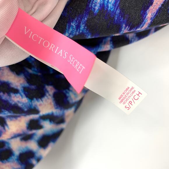 Victoria's Secret Swimsuit Women's S Leopard Print One-Piece Blue Lace Up Back - Picture 7 of 8